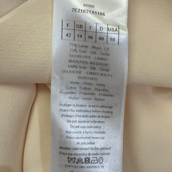 CHRISTIAN DIOR Ivory Wool-Silk Dress with Heart Appliqué - Size 10 - Picture 15 of 16